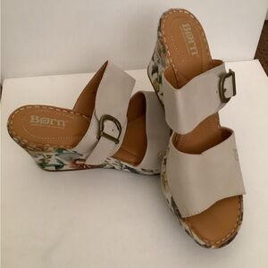 Born Women's Cream Floral Wedge Sandals